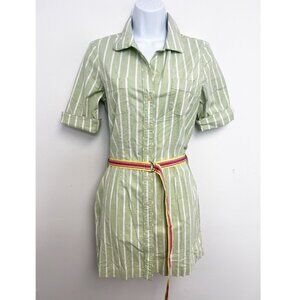 old navy 2005 preppy Y2K cotton striped shirt dress  Belted Sz 1 NWT
